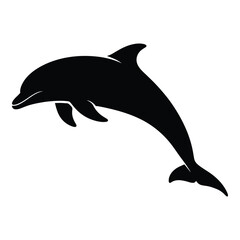 Fototapeta premium A graceful jumping dolphin design presented as a stark silhouette