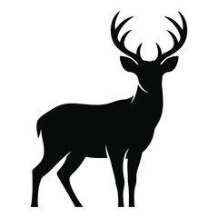 Majestic stag with large antlers presented in a striking black silhouette