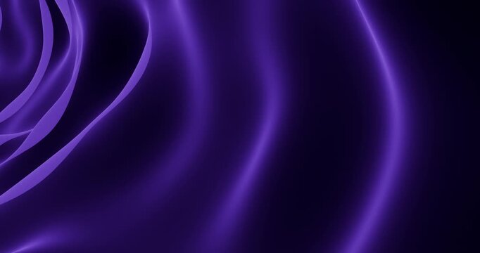 Fitas neon roxas em movimento &mdash; ondas de luz fluida sobre fundo escuro com espa&ccedil;o para texto (loop suave)