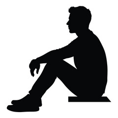 A man sitting in a relaxed pose a striking black silhouette