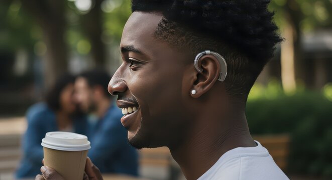 Empowering Moment: A Portrait of Confidence and Connection - A young man exudes positivity while embracing daily life, showcasing the harmony of modern technology with natural interactions.