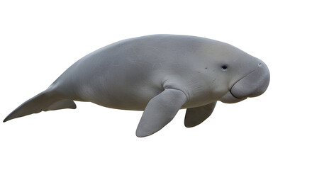 Fototapeta premium Dugong with realistic skin texture and natural body shape, isolated on white background.