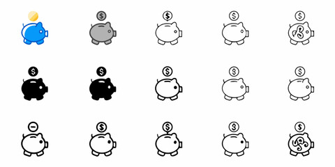 Piggy bank icons showcase savings, financial planning, and investment concepts for modern finance