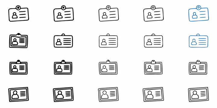 Employee identification badges collection, professional simple name tag for business, company and event - Powered by Adobe