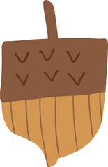 A cartoonish drawing of a nut with a brown cap