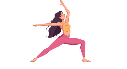 Obraz premium Fit Woman Performing Warrior Two Pose Yoga Stretch Exercise Isolated on White Background
