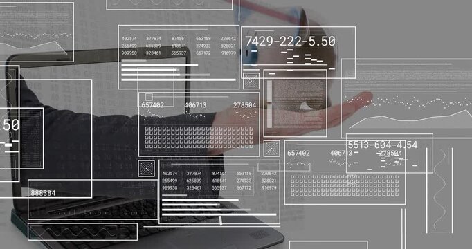 Upon lifting piggy bank arm overlays emerging numbers rising highlights pulsing for analysis