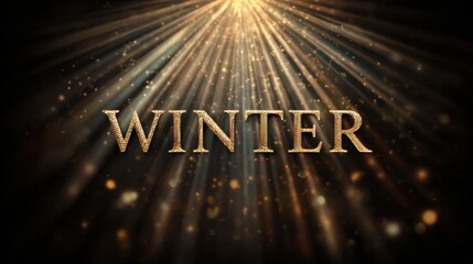 Vibrant photo of golden rays shining down on the word winter