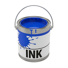 Open Can of Blue Ink with Dripping Spatter paint container