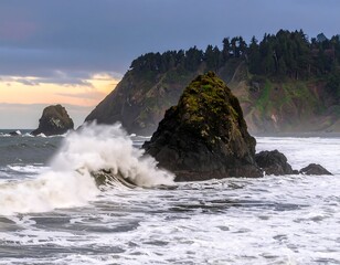 Dramatic coastal scene at sunset (2)