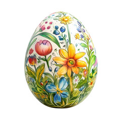 8 Easter egg vibrant nature easter, Eight Easter eggs in vivid colors placed among a backdrop of rich, vibrant foliage and spring flowers, isolated on transparent background