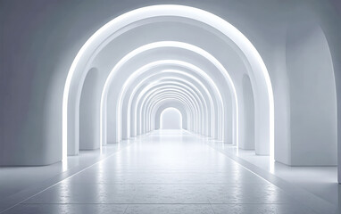 Obraz premium A long and bright tunnel with multiple arched structures