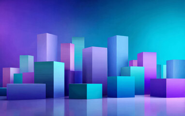 Fototapeta premium Colorful geometric shapes in gradient background for modern design