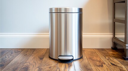 Sleek stainless steel pedal trash bin enhances modern home organization and style