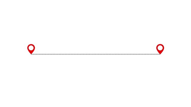 Airplane line path icon. Air plane flight route with the point of location line trace. Flying with a dashed line from the starting point and location tracking in a dotted path animation.