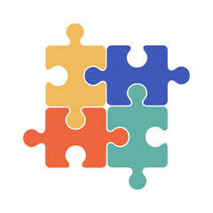 Obraz premium Colorful four puzzle pieces connection