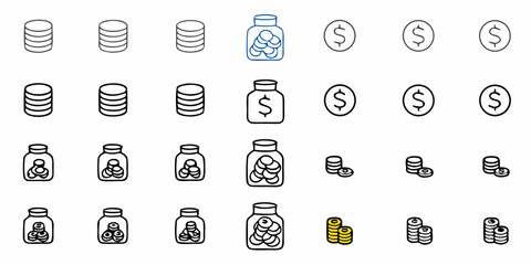 Visualize your financial success with these money and savings icons, perfect for banking and investments