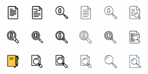 Simplify data analysis, business audit icons and financial document review, streamline your workflow today