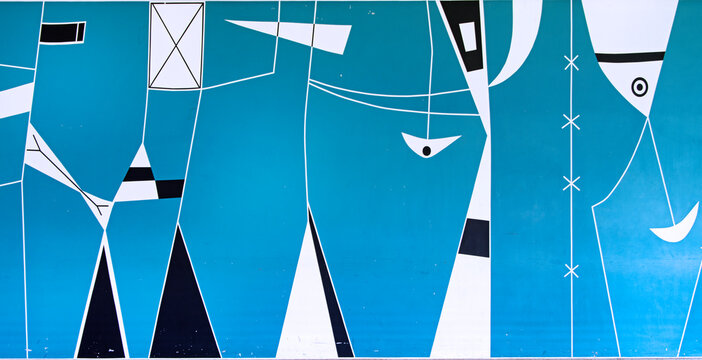 Panel painted in Art Decor style on the wall of the Brasilia Palace Hotel by artist Athos Bulc&atilde;o, placed in 1961.  2020