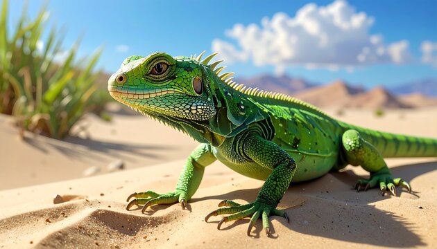 Emerald scaled desert dweller basking in sun - Powered by Adobe