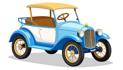 Retro blue car with tan top