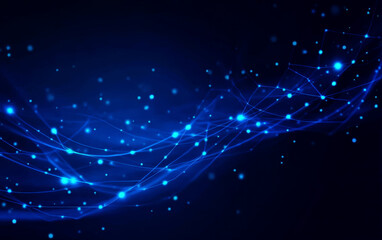 Obraz premium Blue Abstract Lines and Dots Representing Digital Connectivity