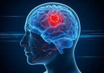 Obraz premium Brain Tumor in Head Illustration