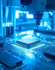 High-tech circuit board, close-up