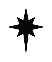 Black Christmas star silhouette icon on white background. Clipart image isolated on background.