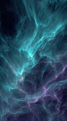 Obraz premium Abstract Cosmic Nebula Displaying Glowing Turquoise And Purple Hues