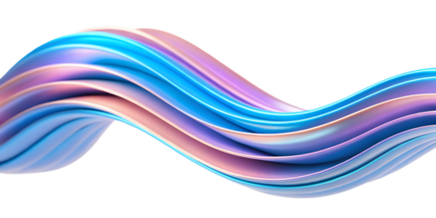 Swirling iridescent ribbon on background isolated on a transparent background abstract