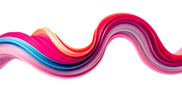 Swirling Ribbon of Pink Blue and Orange Colors isolated on a transparent background