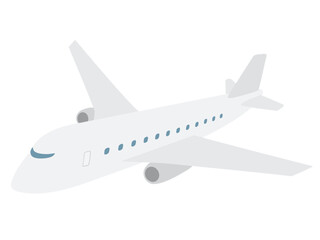 白いジャンボジェット機 単機のシンプルイラスト