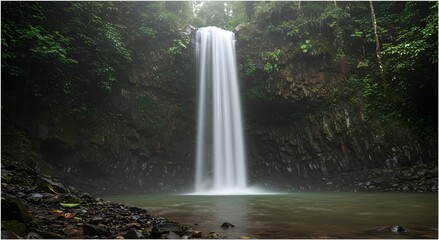 Ethereal Jungle Waterfall in Simeulue with Slow Shutter Speed