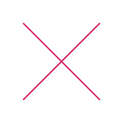Cross mark icon. Pink cross symbol.