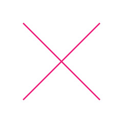 Cross mark icon. Pink cross symbol.