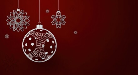 Pickleball and Paddle Christmas banner with empty space for promotional text - Merry Christmas & Happy New Year layout