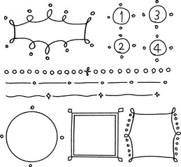 手描きのかわいいシンプルな飾り枠とラインのイラスト