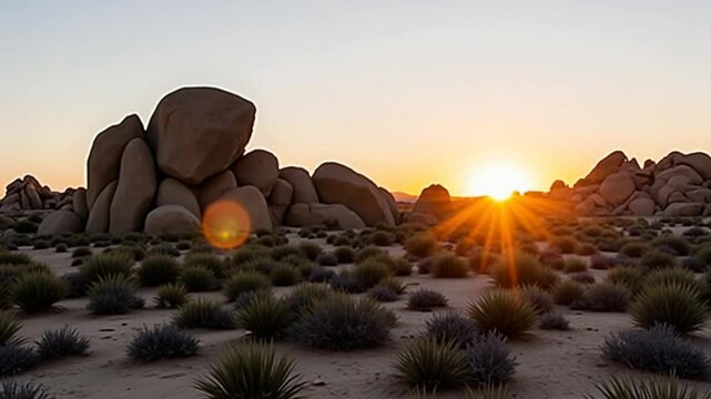 sunset on the Jumbo Rocks in Joshua Tree National Park