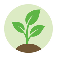 Green Plant Sprout Growing from Soil – Eco Nature, Growth, Sustainability Flat Vector Icon