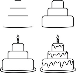 How to Draw a Cake Easy Step-by-Step Drawing Tutorial for Kids