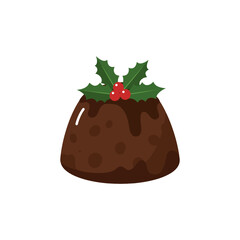 Christmas Pudding – Traditional Holiday Dessert Vector Illustration