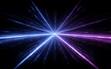 Fototapeta premium Vibrant light rays emitting from a central point in a dark background