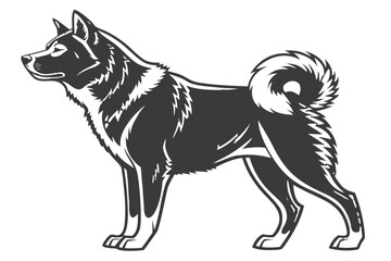 Akita Inu Dog Silhouette – Vector PNG, Transparent Background