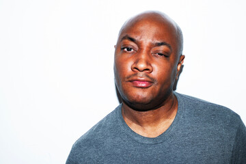 Confused gentleman on white background