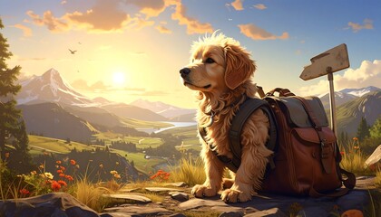 Golden Retriever Explorer on Mountaintop Trail