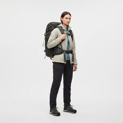 Fototapeta premium Woman in Hiking Gear with Backpack