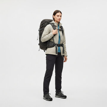 Woman in Hiking Gear with Backpack