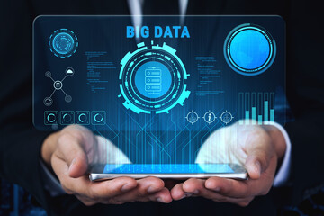 Big Data analytics technology for business intelligence and insights. A concept of processing and visualizing large datasets for strategic decisions. Motif