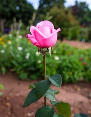 Pink rose in garden
